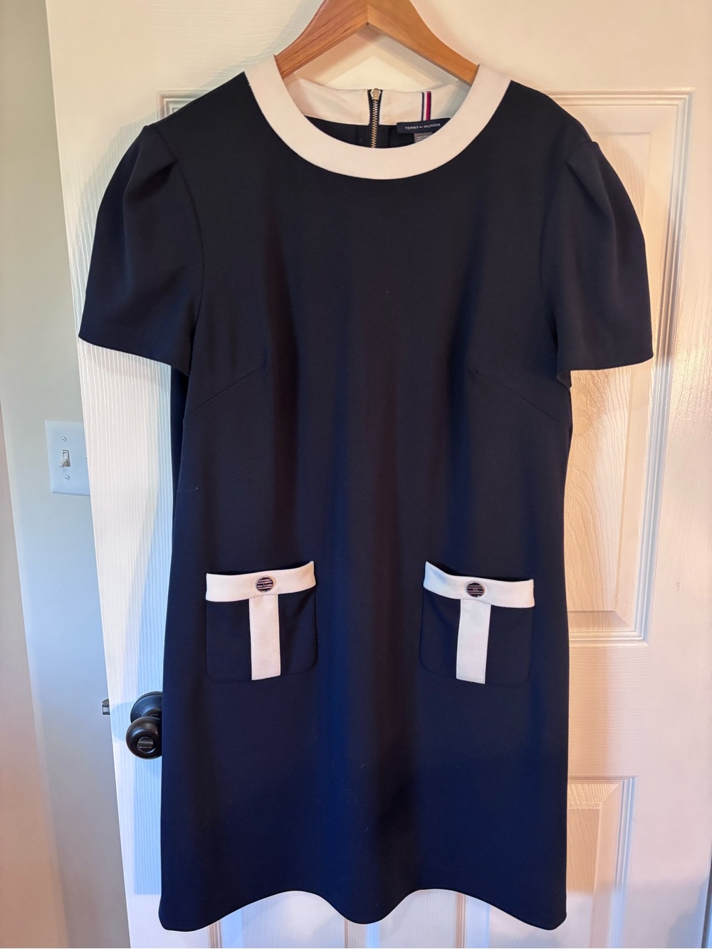 Tommy Hilfiger Navy Dress with Cream Trim